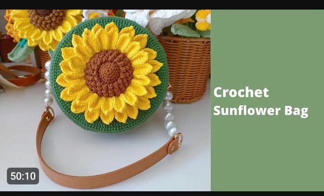 Chrochet  Sunflower  Bag